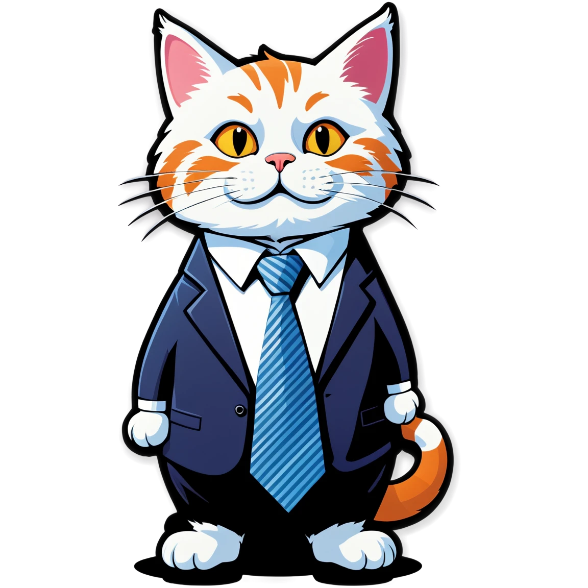 Formal cat, office cat, orange cat sticker, funny cat sticker