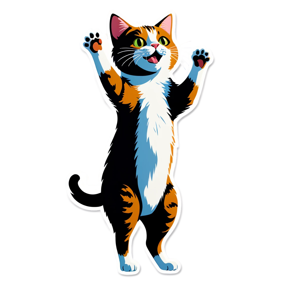 Cat jumping, orange cat sticker, funny cat sticker