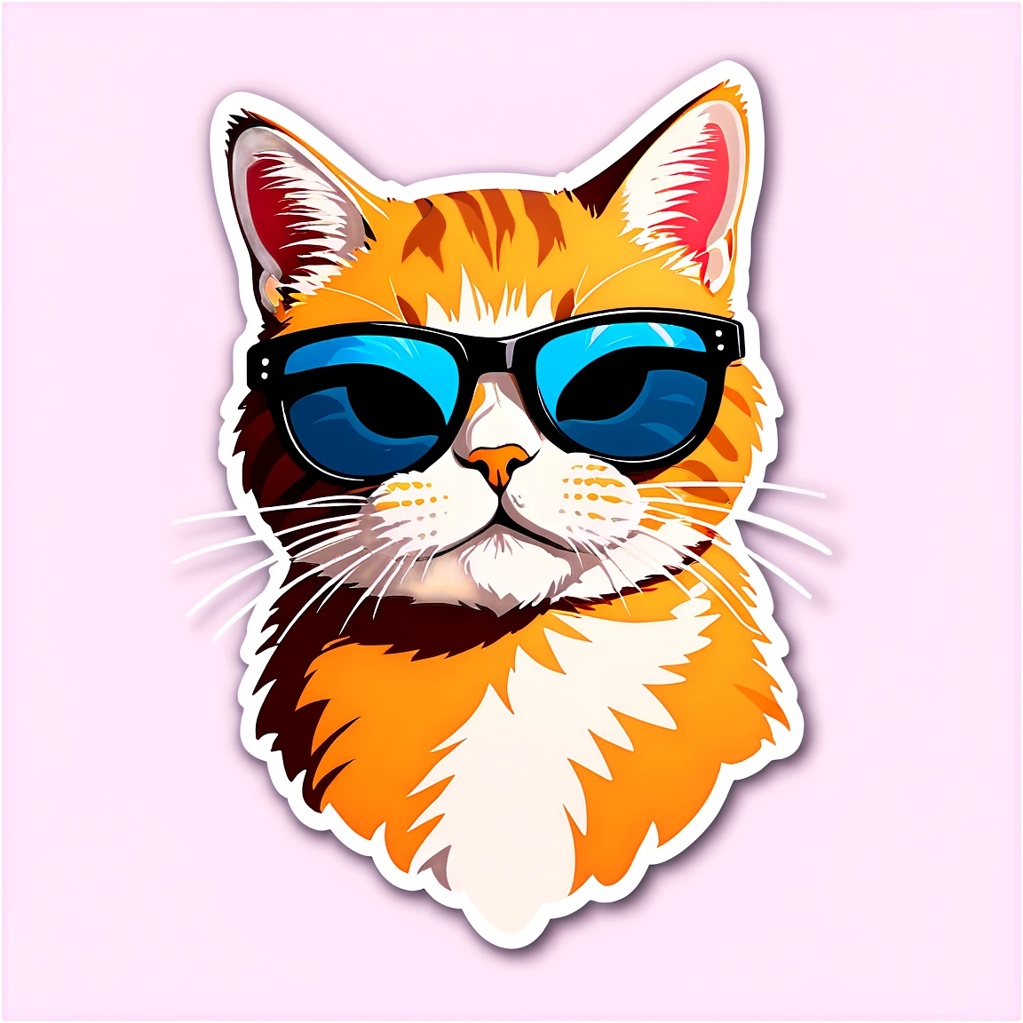 Cool cat, cat goggles, orange cat sticker, funny cat sticker