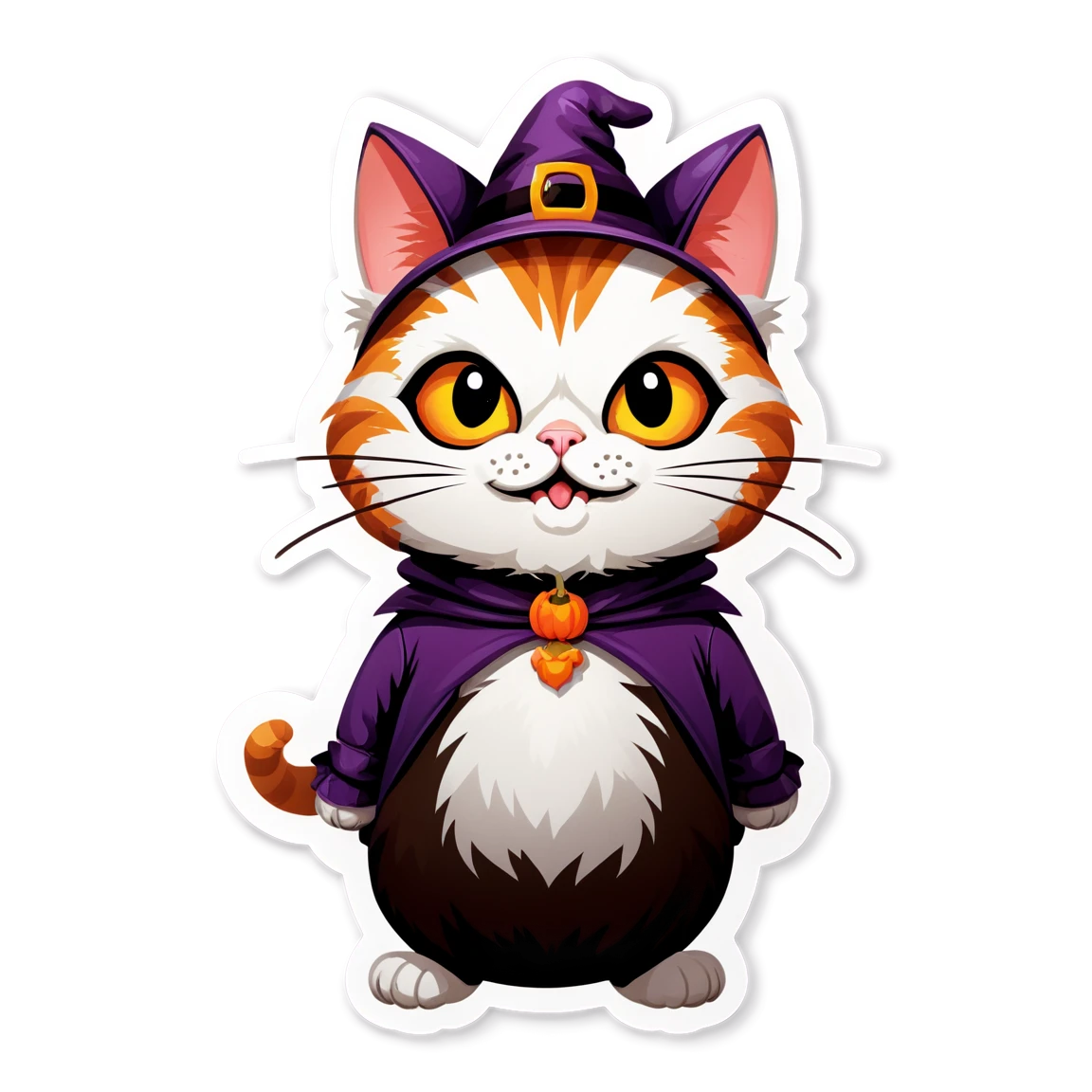 Witch cat, orange cat sticker, funny cat sticker