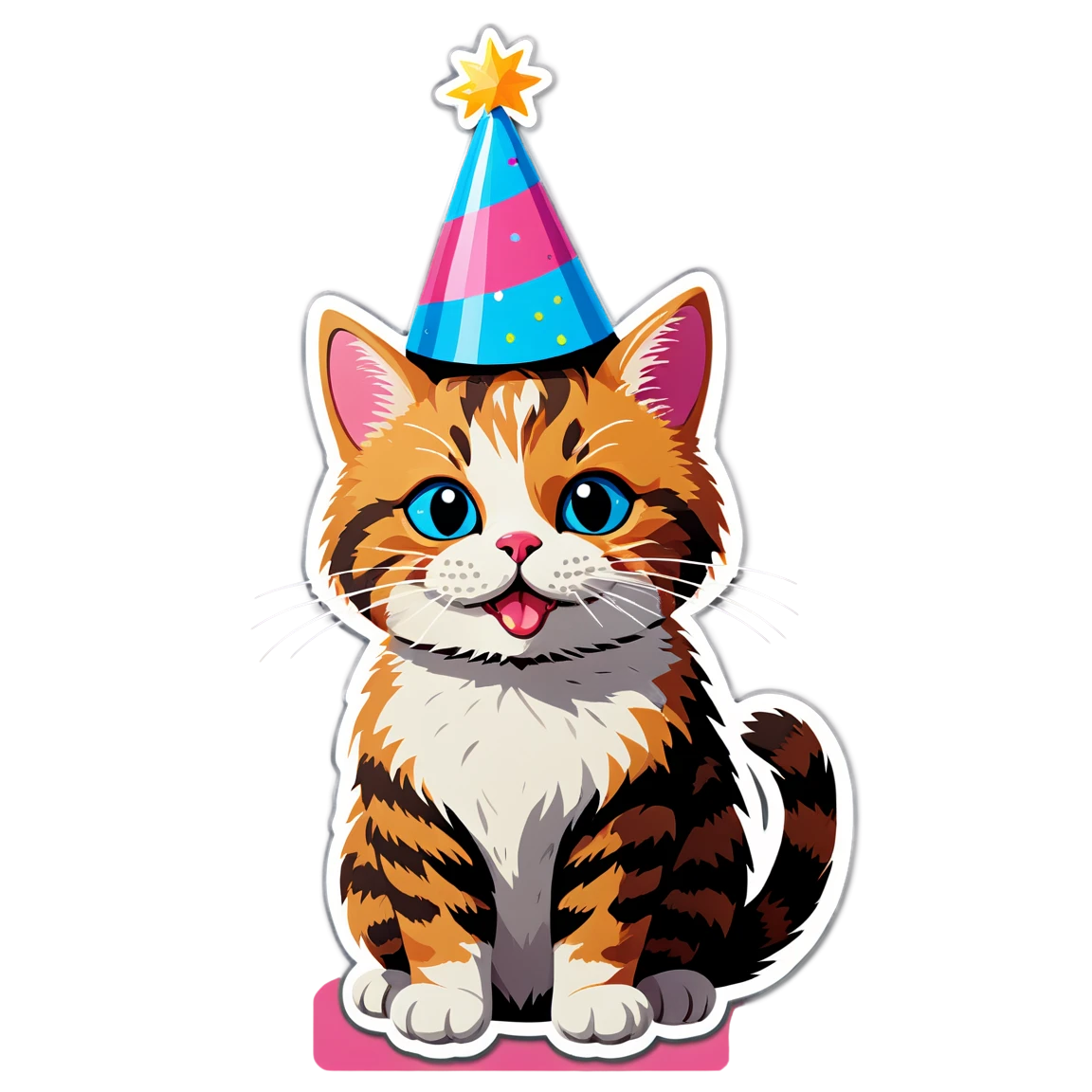 Cat birthday, orange cat sticker, funny cat sticker