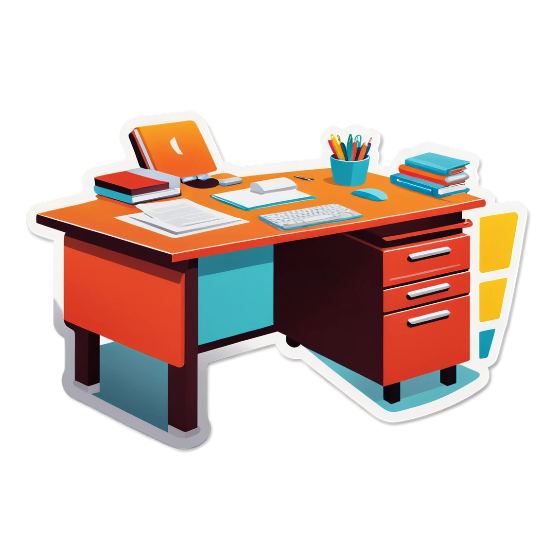 Office desk, furniture sticker