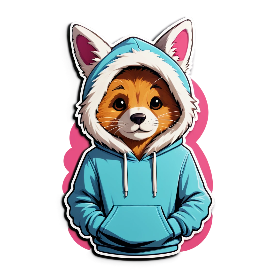 Furry sticker wearing a hoodie