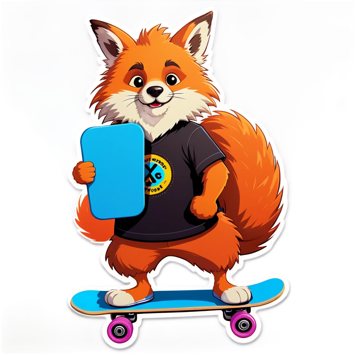 Furry sticker holding a skateboard