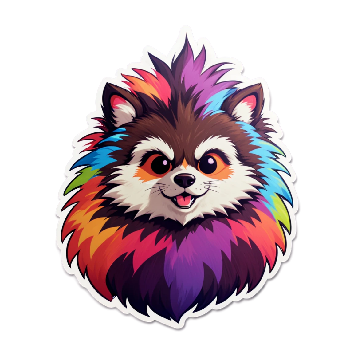 Furry sticker in multicolored fur