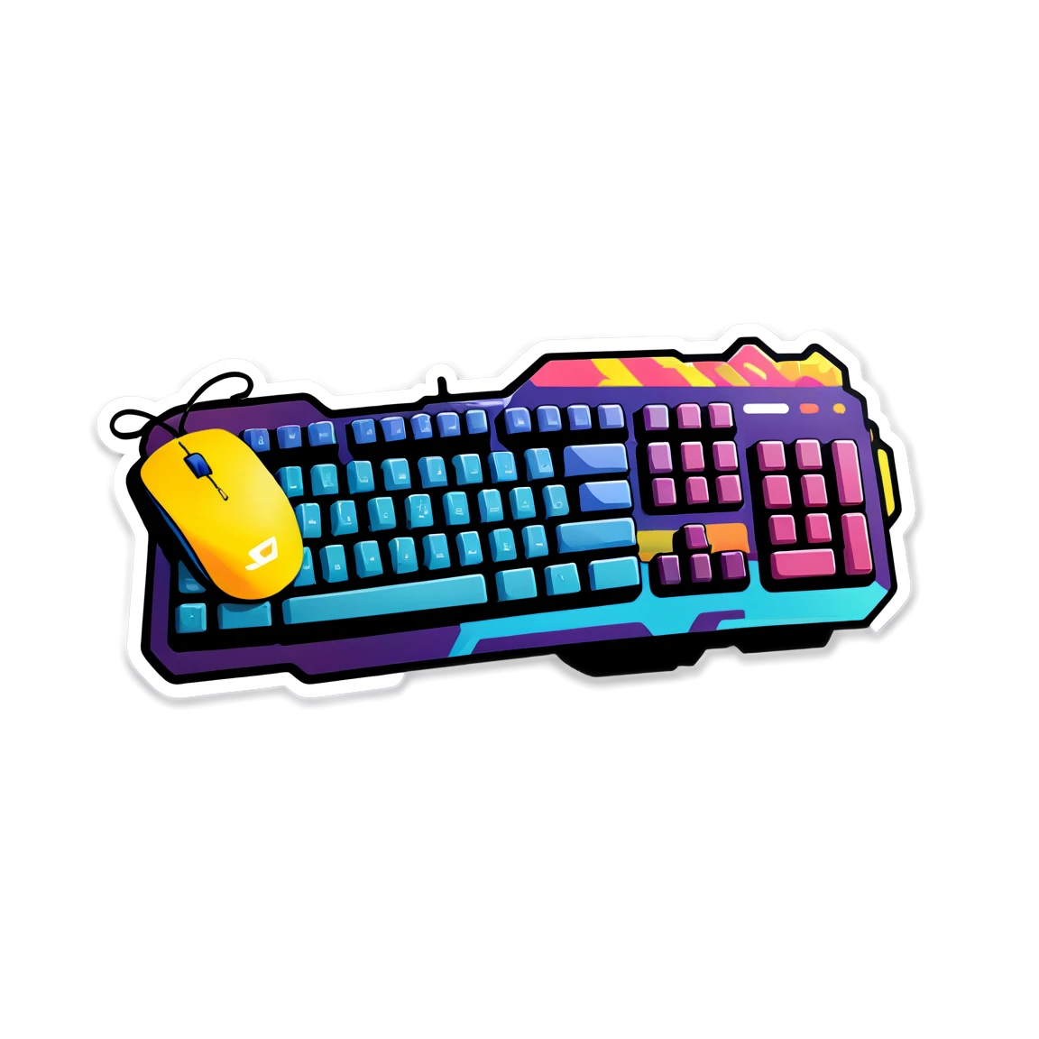 Gaming sticker, keyboard and mouse