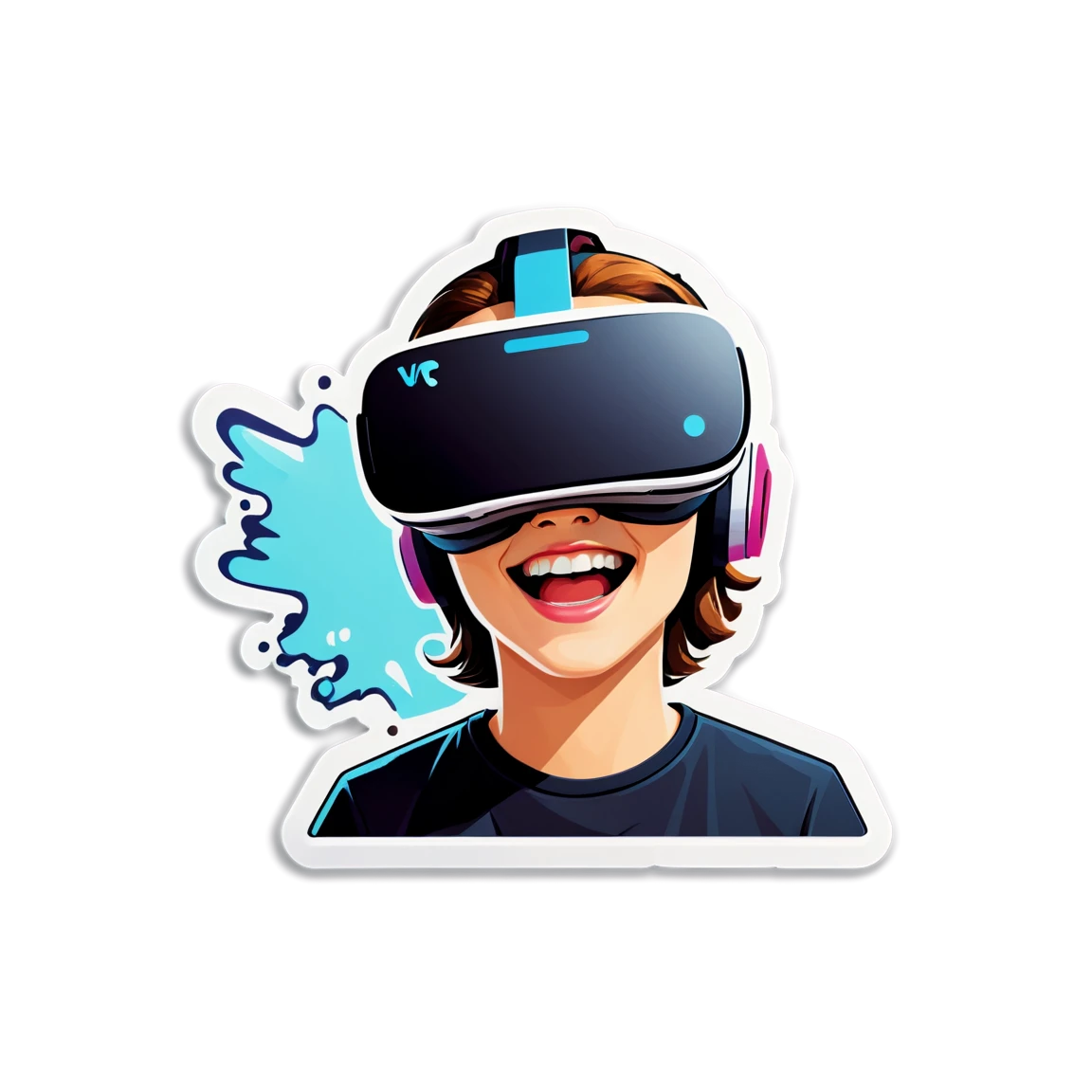 Gaming sticker, with a VR headset