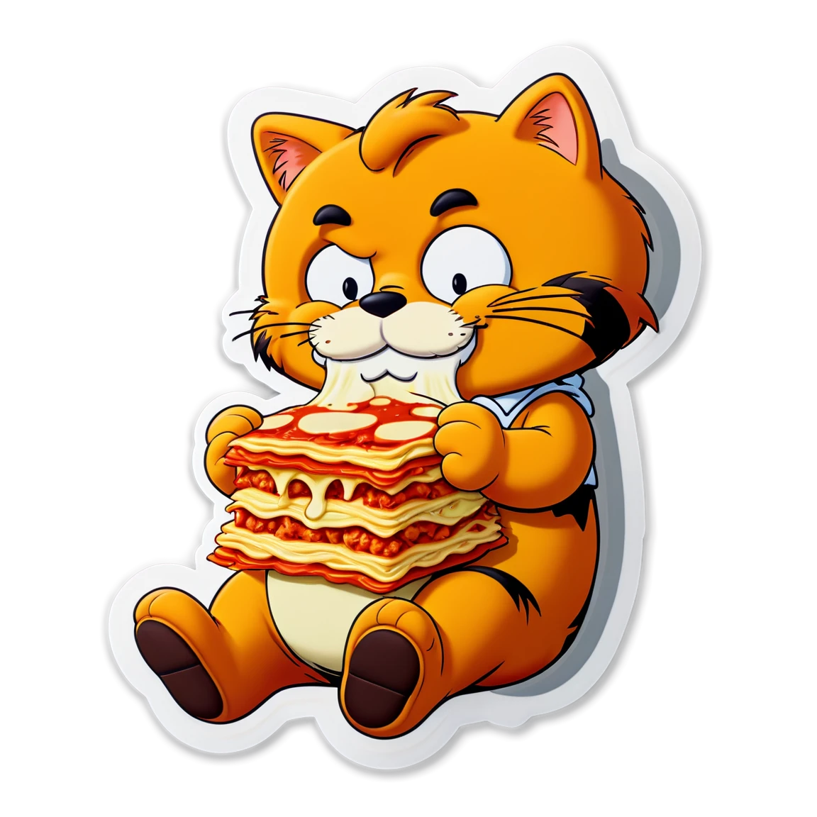 Garfield eating lasagna, Garfield sticker