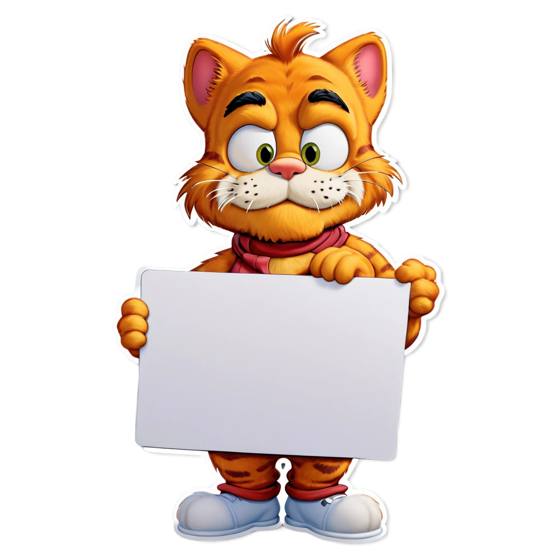 Garfield holding a sign, Garfield sticker