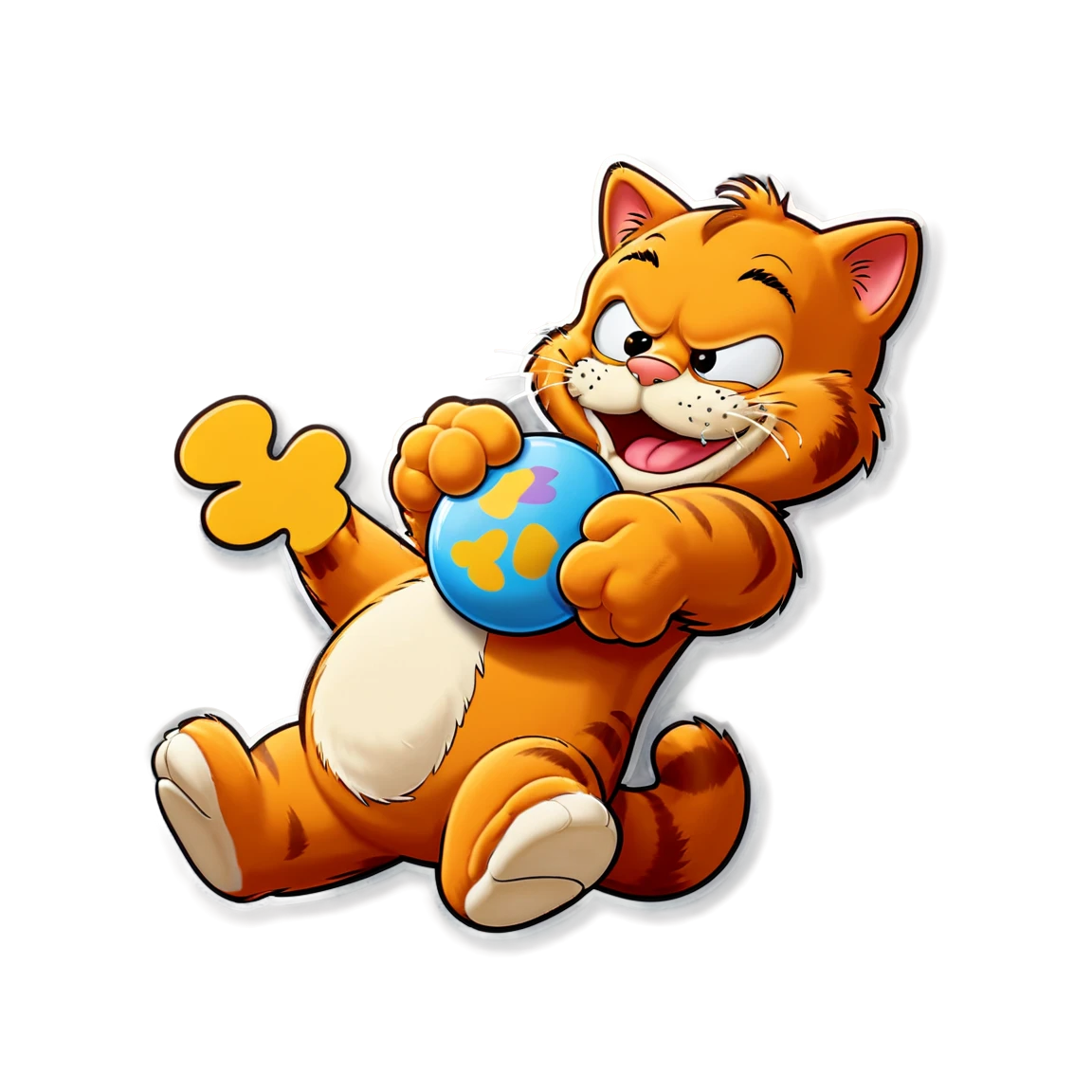 Garfield playing with a toy, Garfield sticker