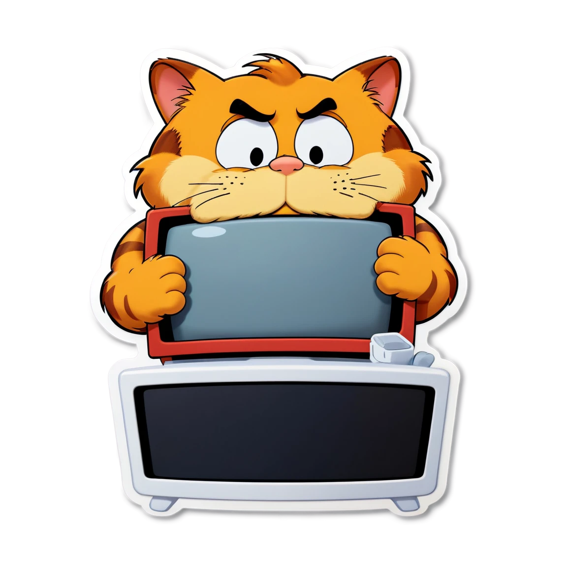 Garfield watching TV, Garfield sticker