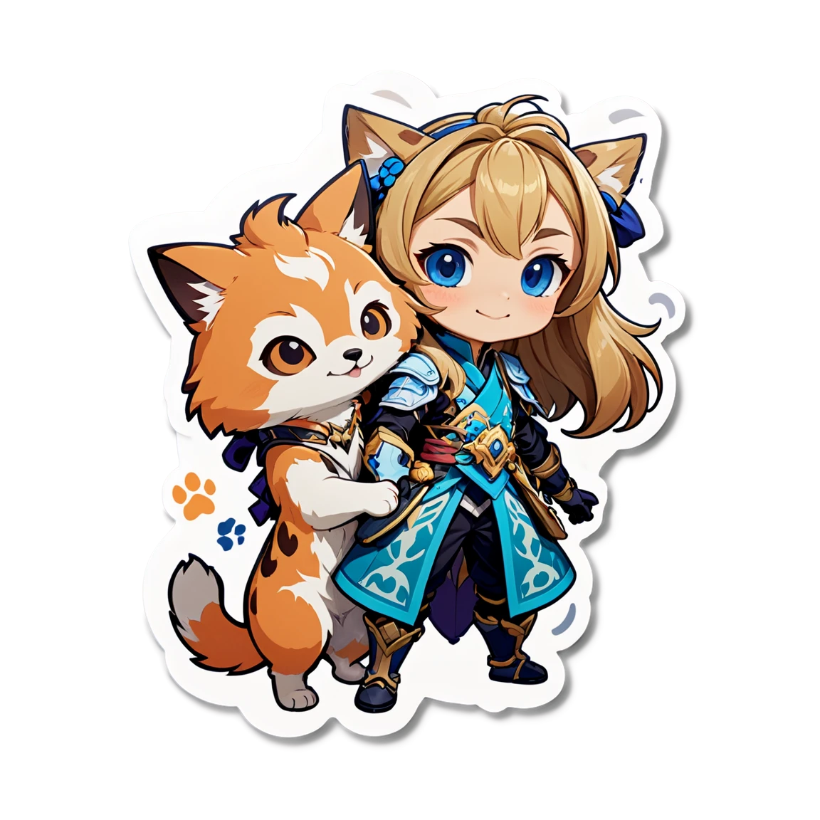 Genshin sticker with a pet companion