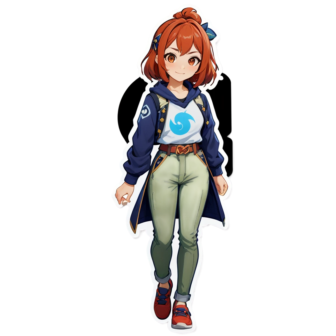 Genshin sticker in a casual outfit