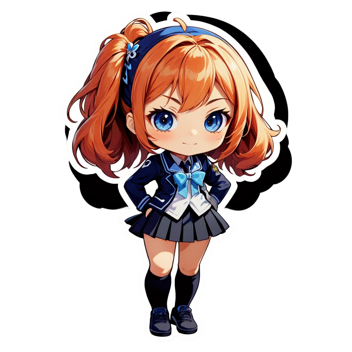 Genshin sticker in a school uniform