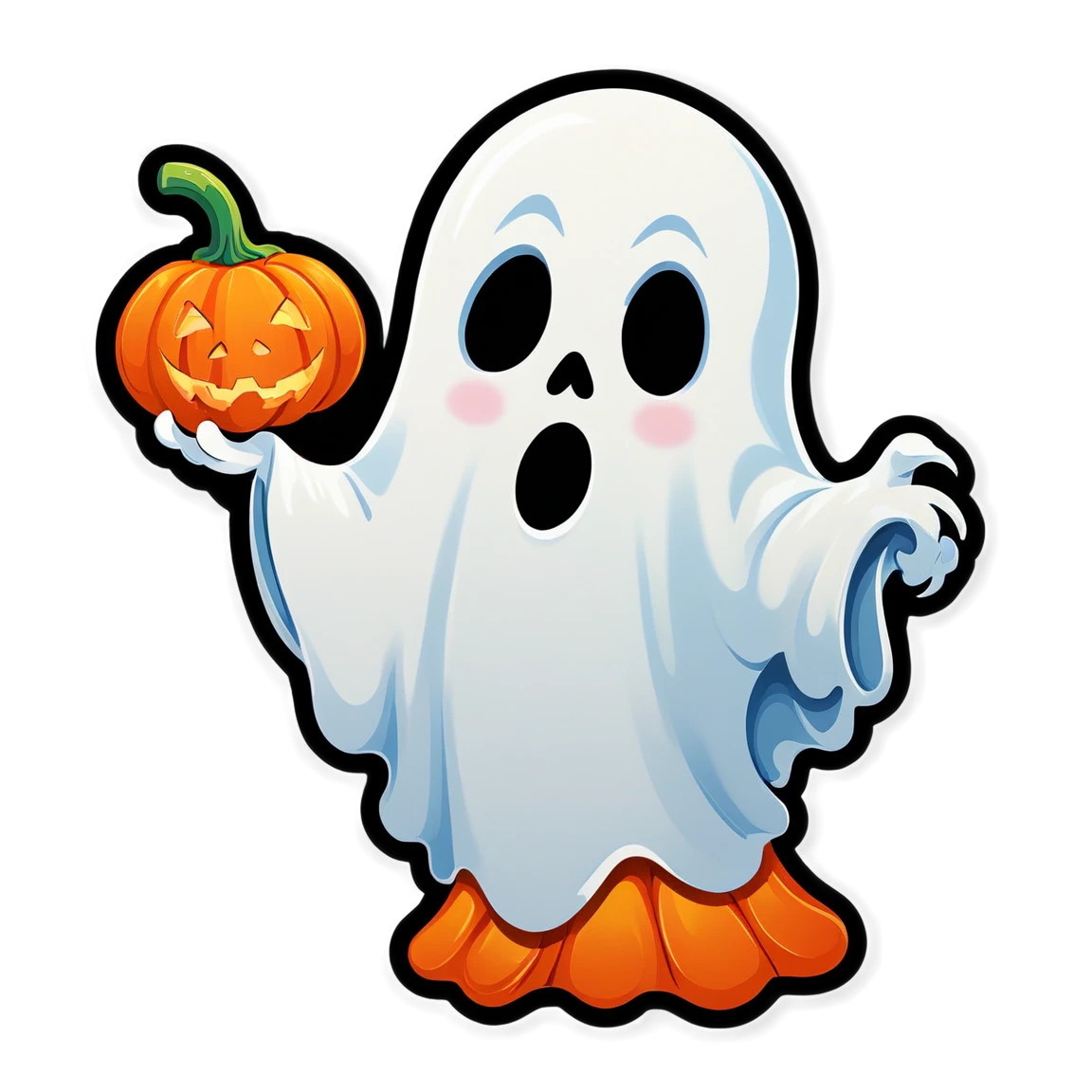 Ghost with a pumpkin, ghost sticker