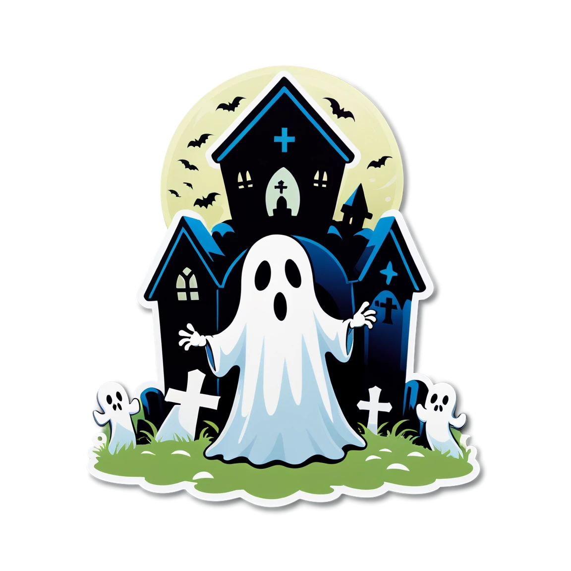 Ghost in a graveyard, ghost sticker