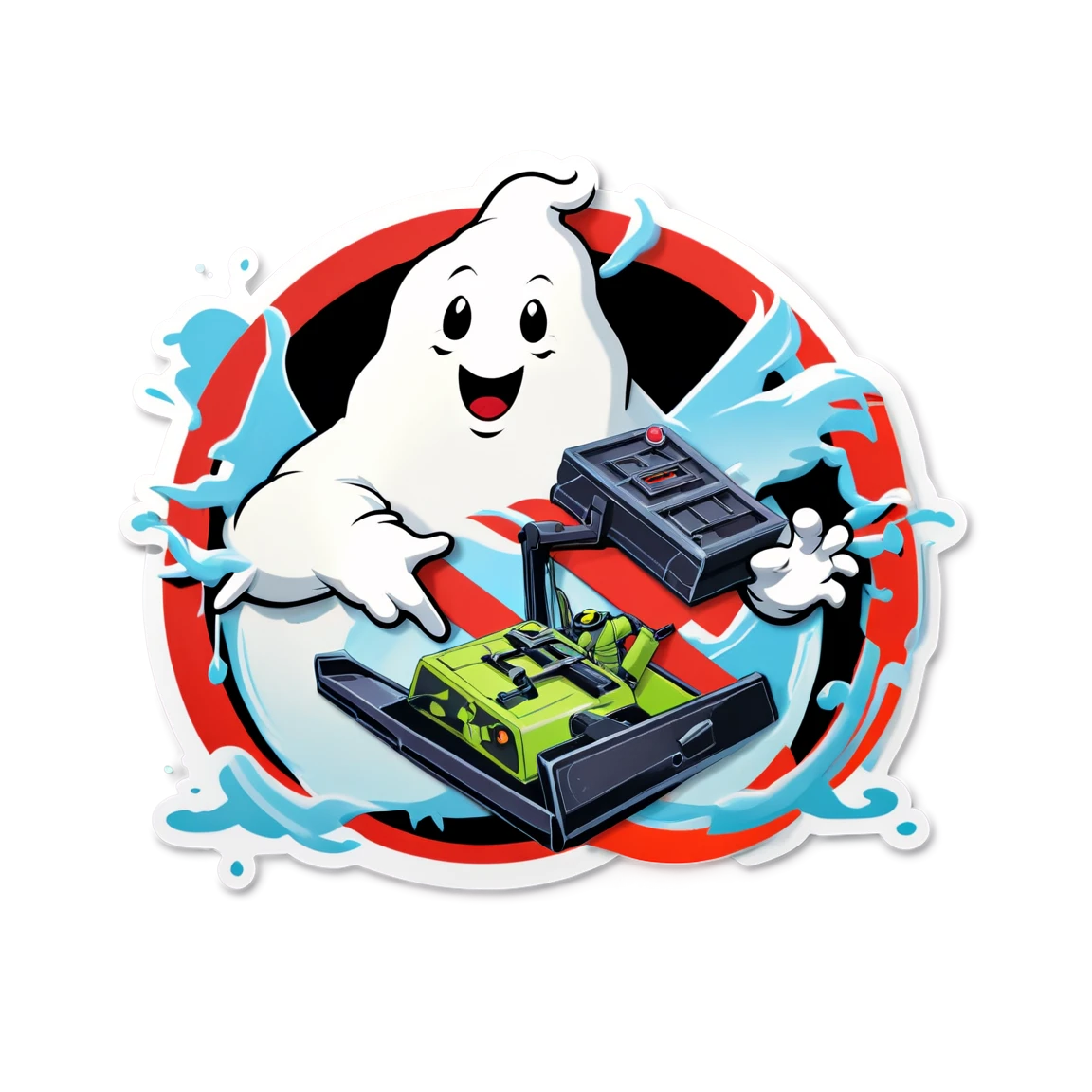 Ghostbusters holding ghost trap, Ghostbusters sticker