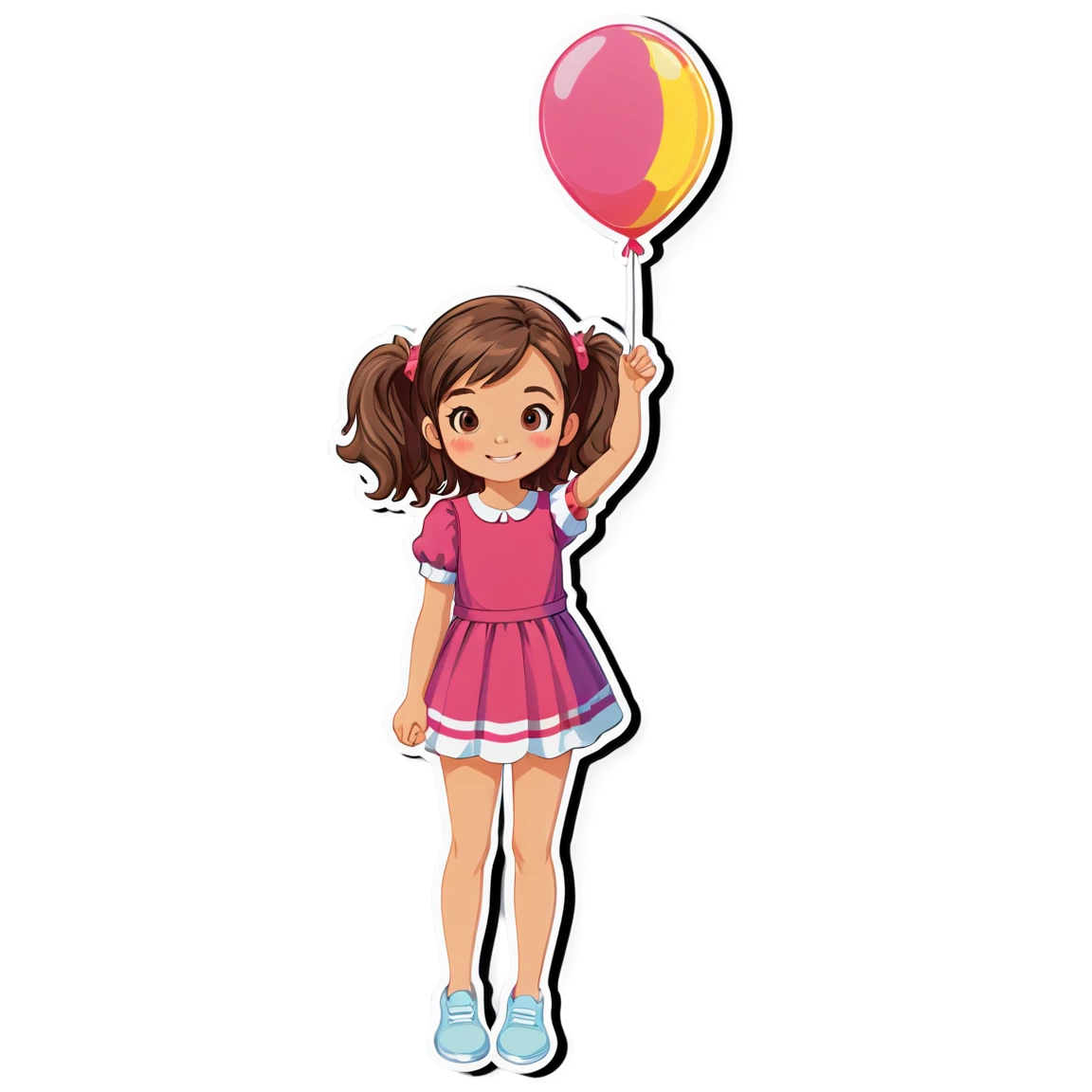 Girl holding a balloon, girl sticker