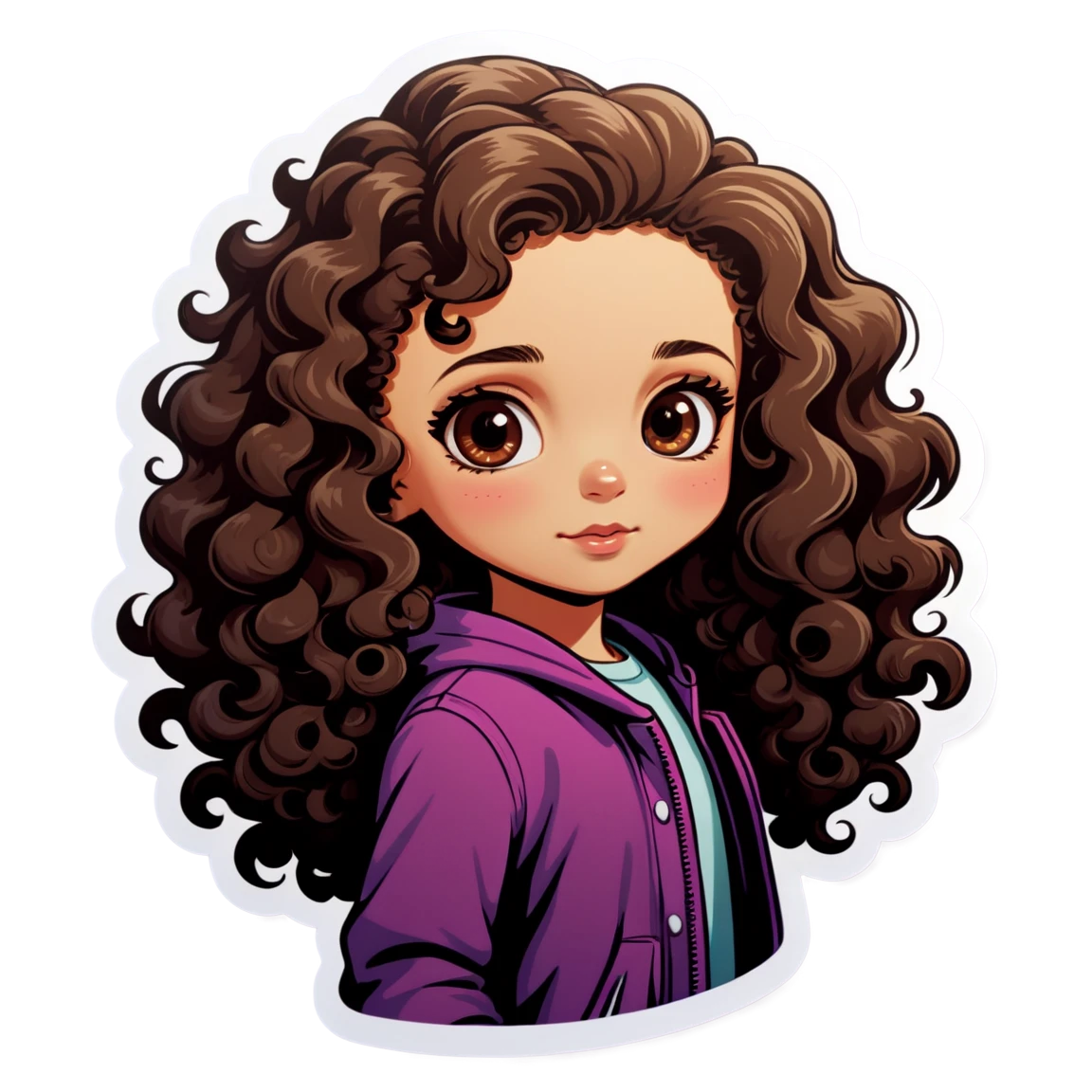 Girl with curly hair, girl sticker