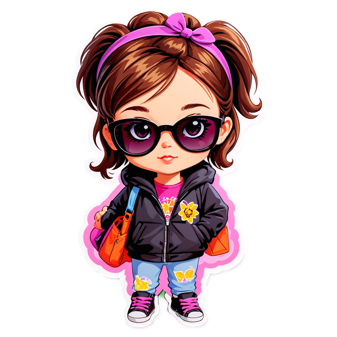 Girl wearing sunglasses, girl sticker