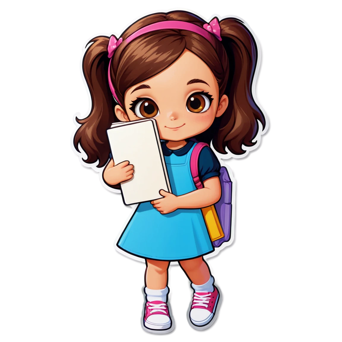 Girl holding a book, girl sticker