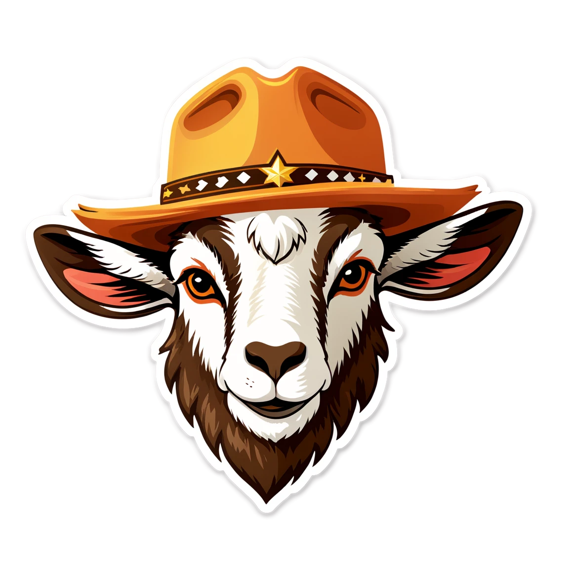 Goat head sticker in a cowboy hat