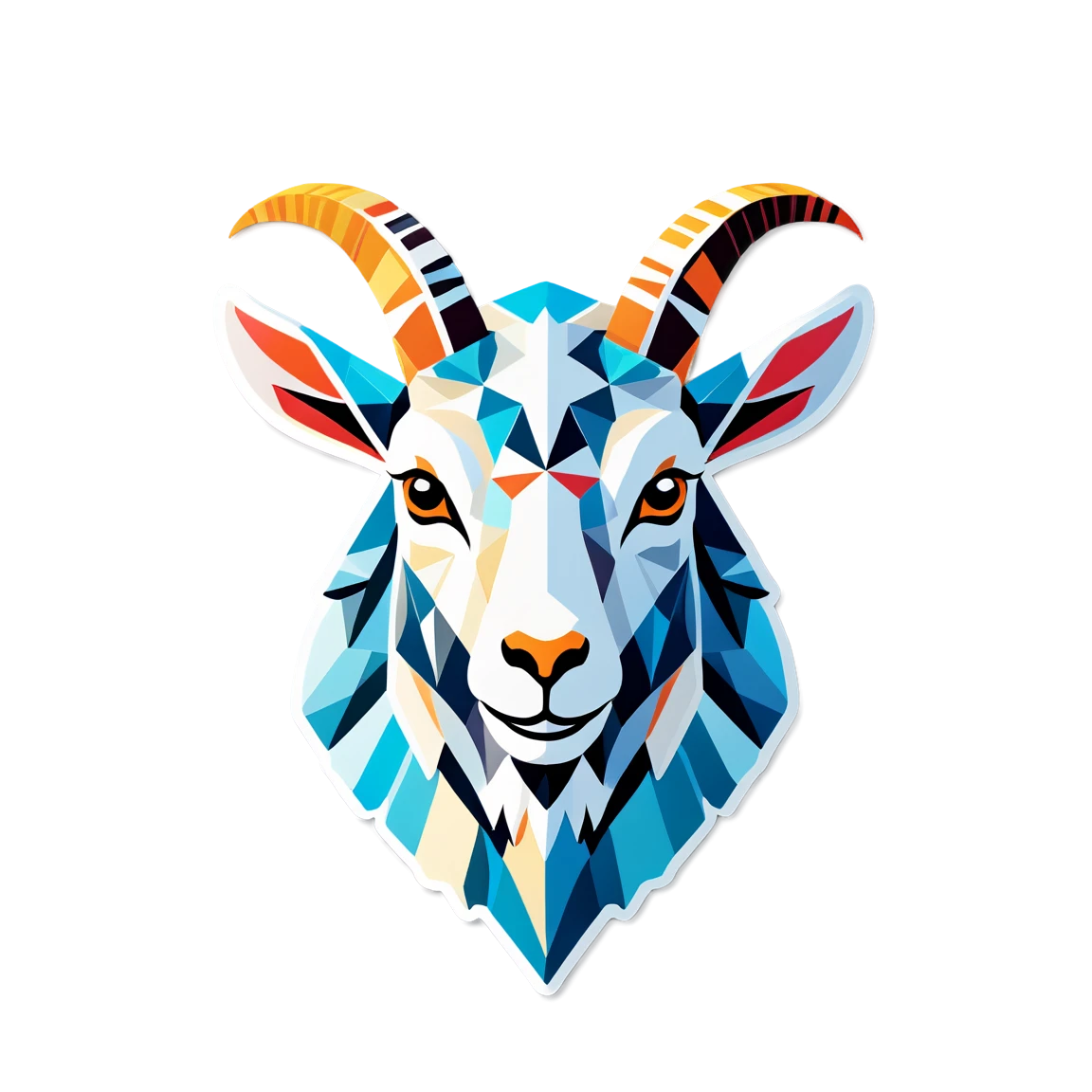 Goat head sticker with geometric patterns