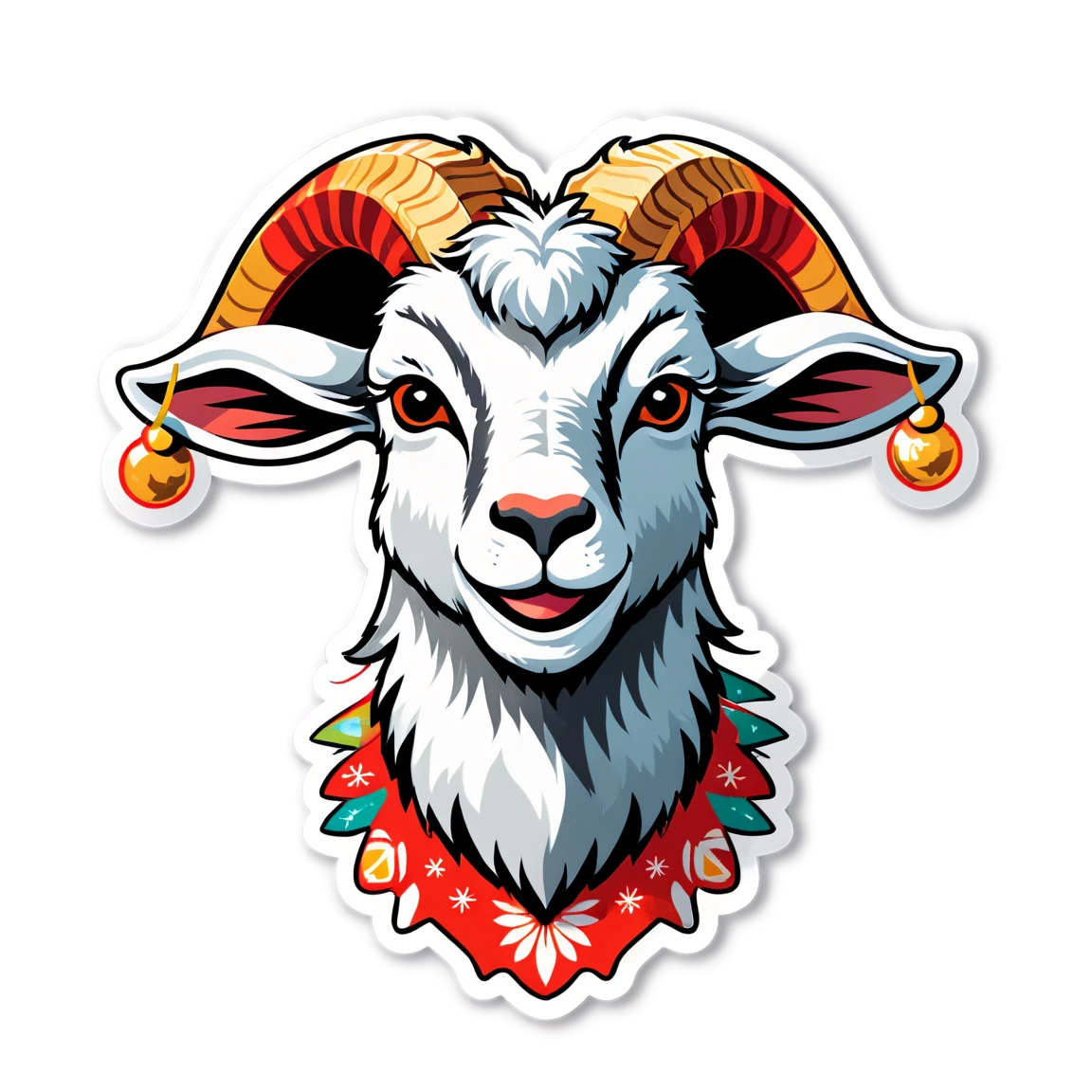 Goat head sticker in a festive theme