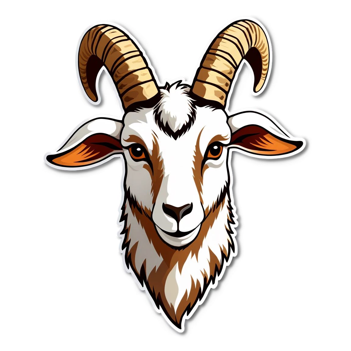 Goat head sticker with horns