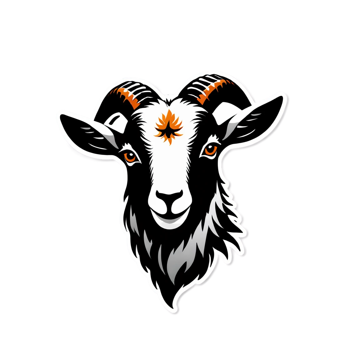 Goat head sticker in black and white