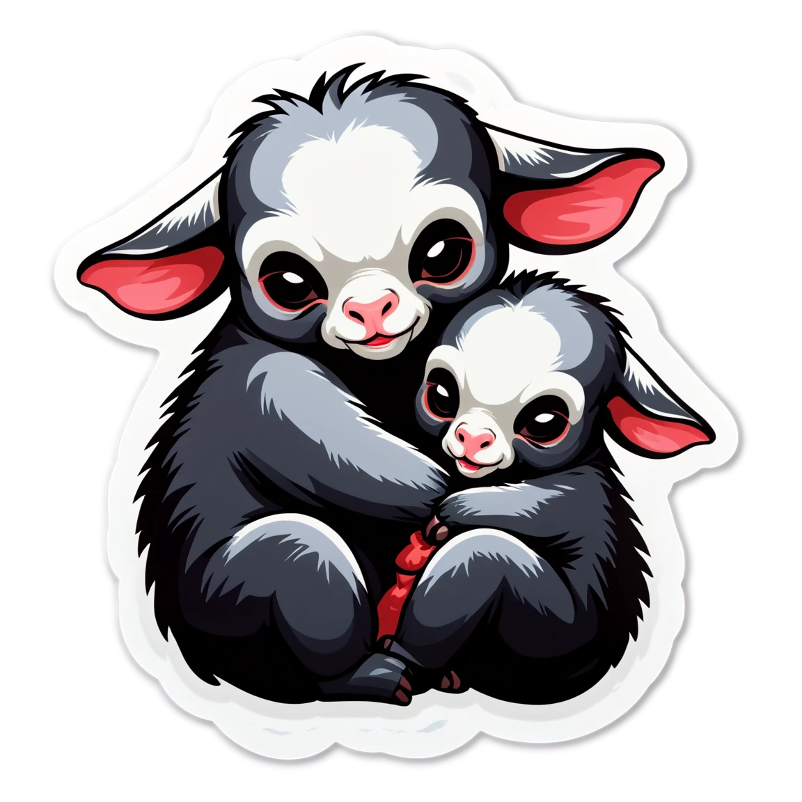 Goatheads cuddling, goatheads sticker