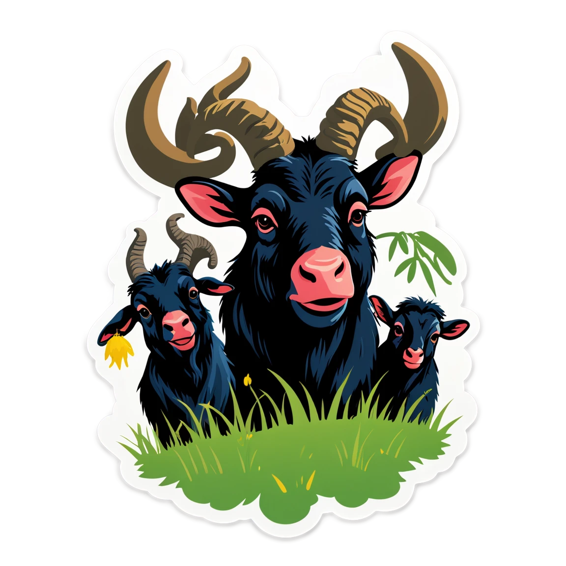 Goatheads in a meadow, goatheads sticker