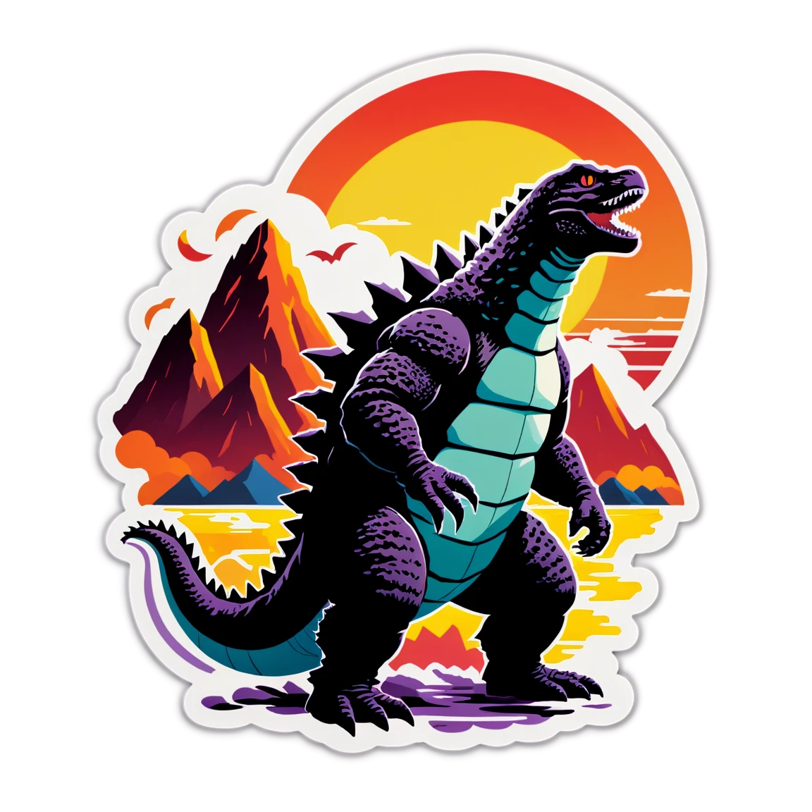 Godzilla during sunset, Godzilla sticker