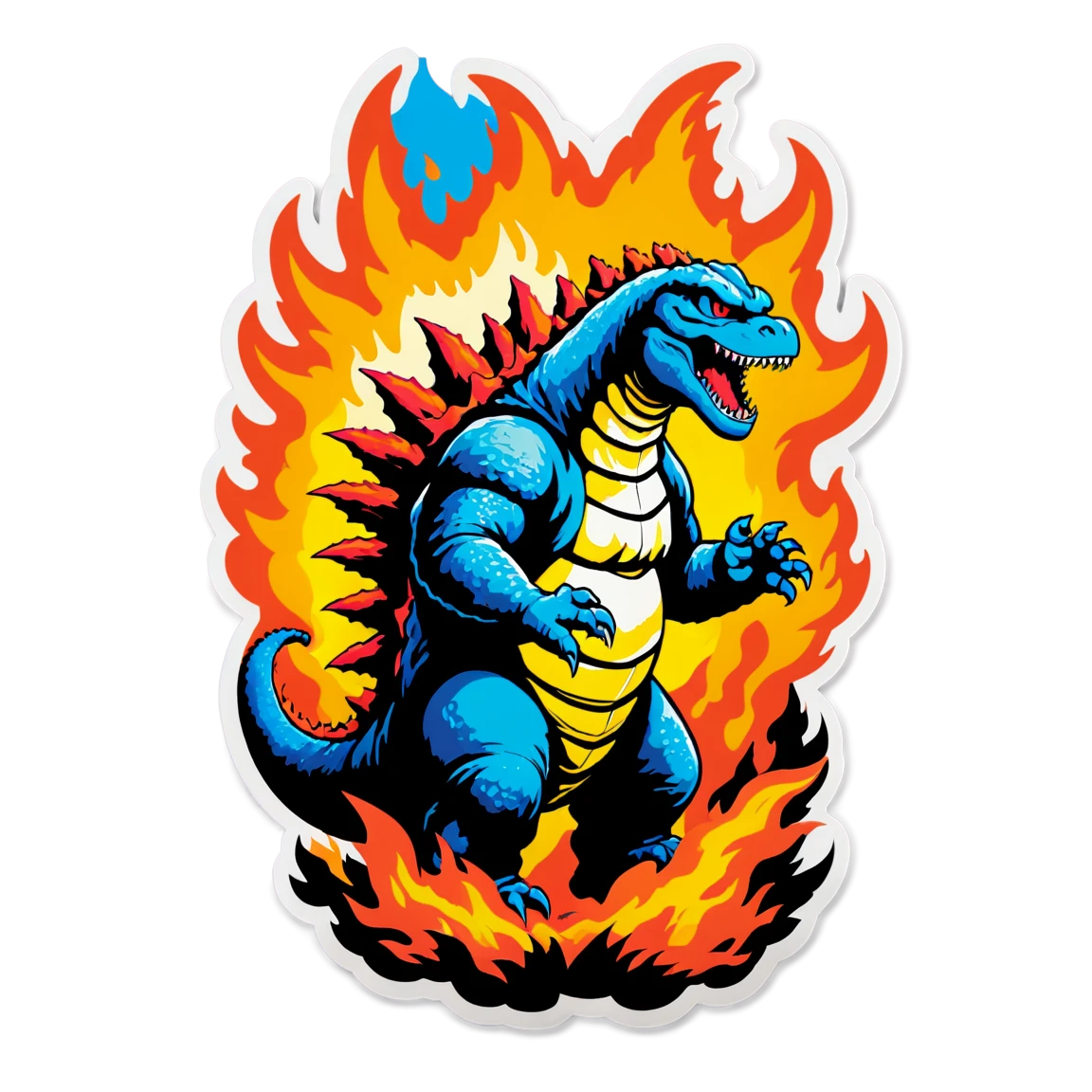 Godzilla on fire, Godzilla sticker