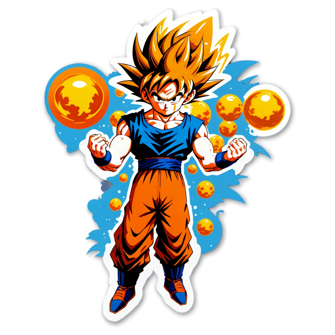 Goku with Dragon Balls, anime sticker, Goku sticker