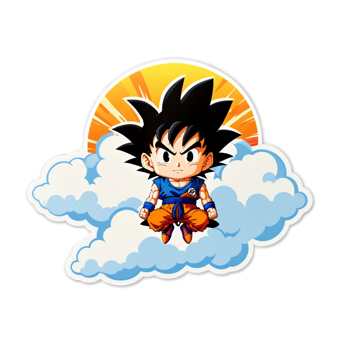 Goku on Nimbus Cloud, anime sticker, Goku sticker