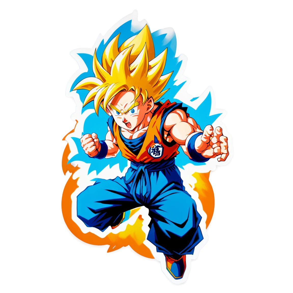 Goku doing a power-up, anime sticker, Goku sticker