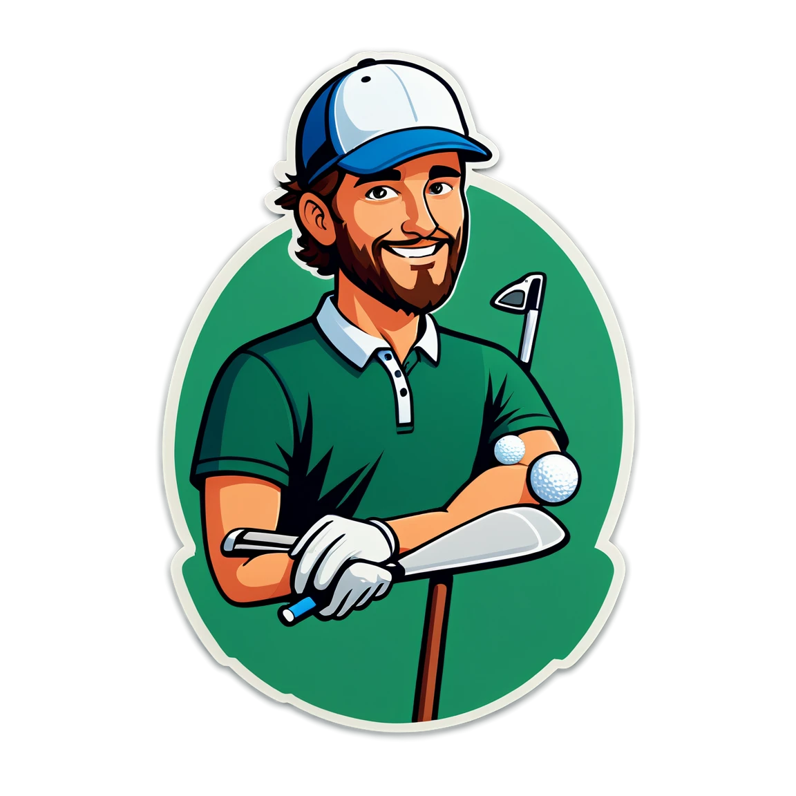 Golf wearing a cap sticker