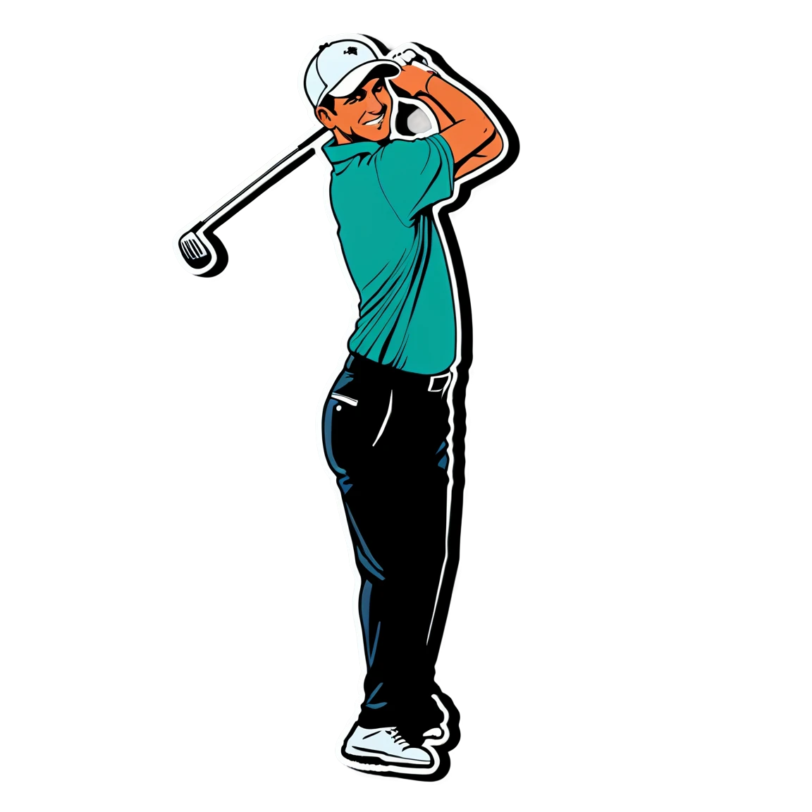 Golf swinging a club sticker