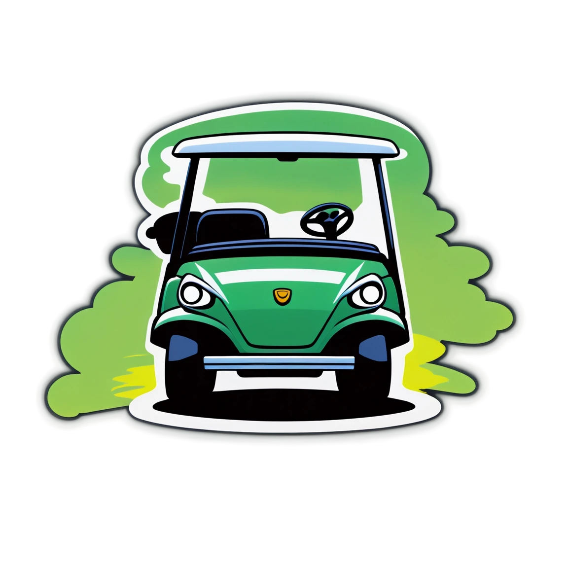 Golf cart parked, golf cart sticker