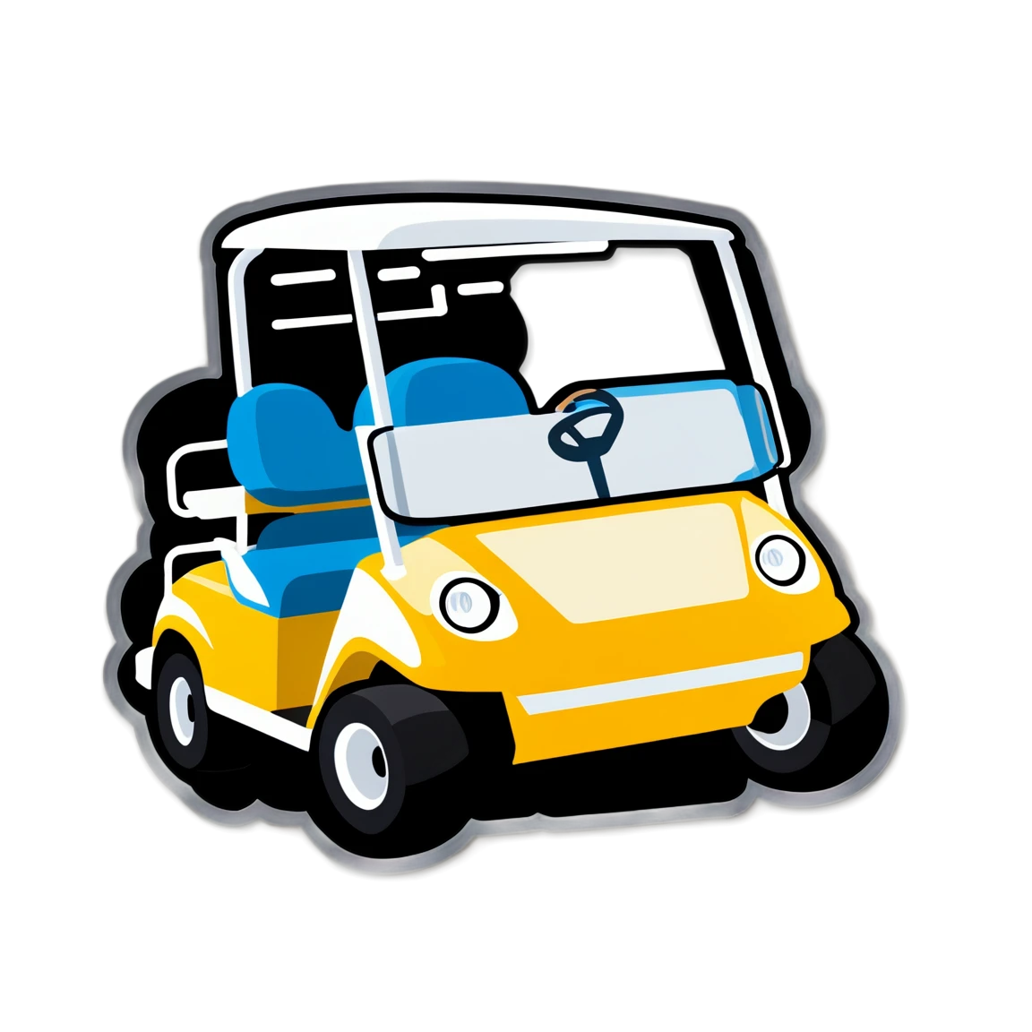 Golf cart front view, golf cart sticker