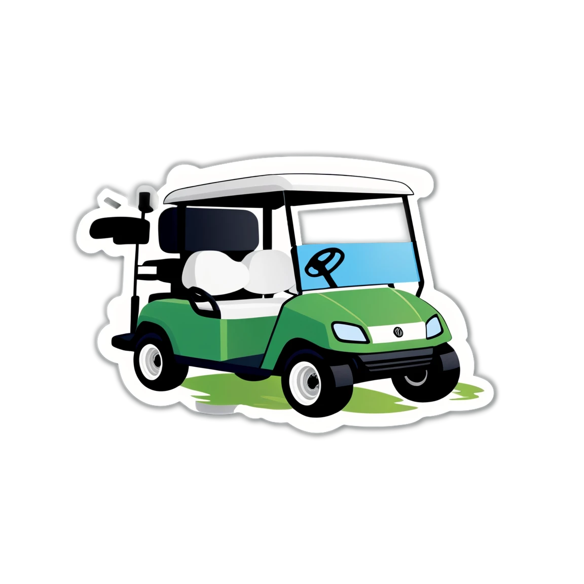 Golf cart on the golf course, golf cart sticker