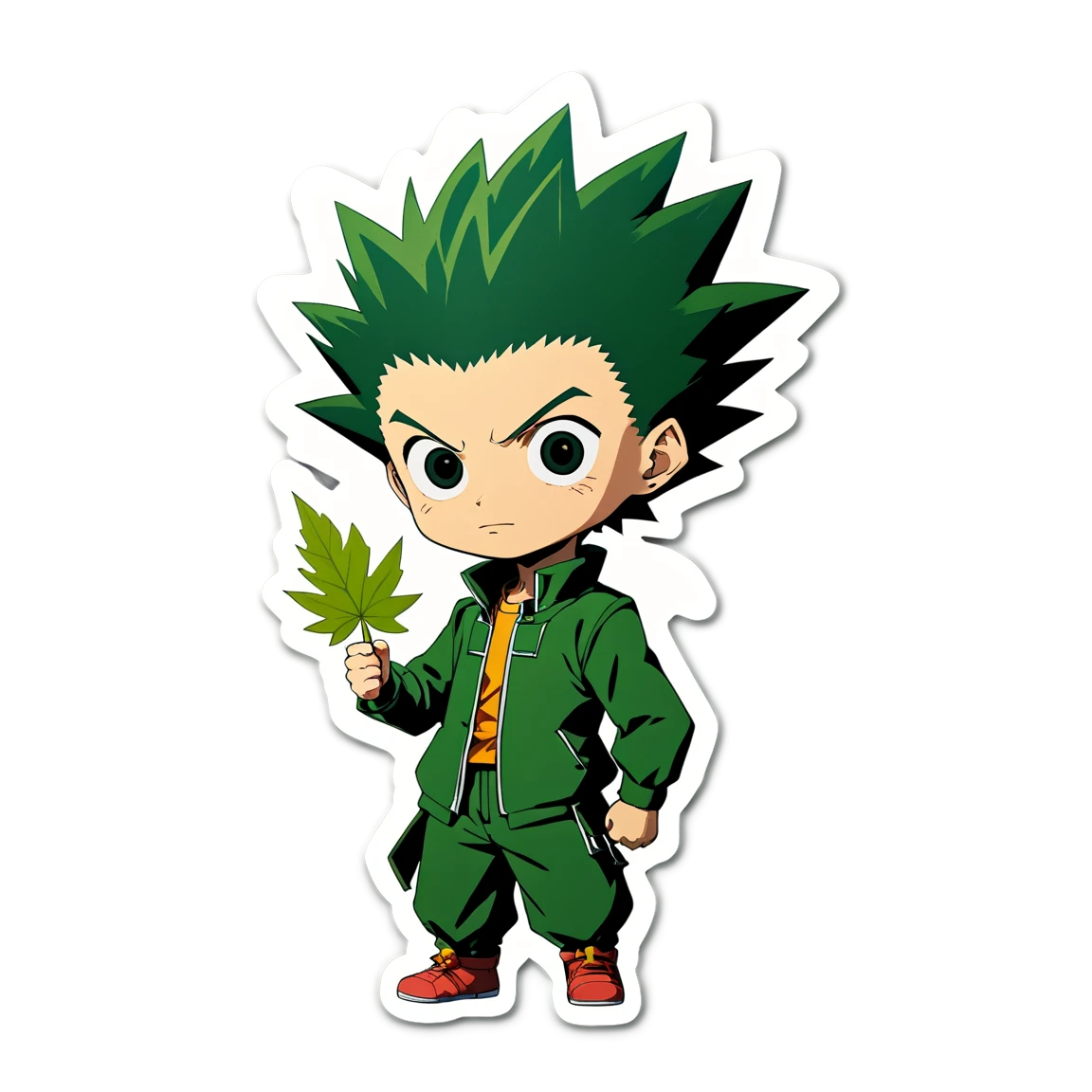 Gon with leaves, Gon sticker