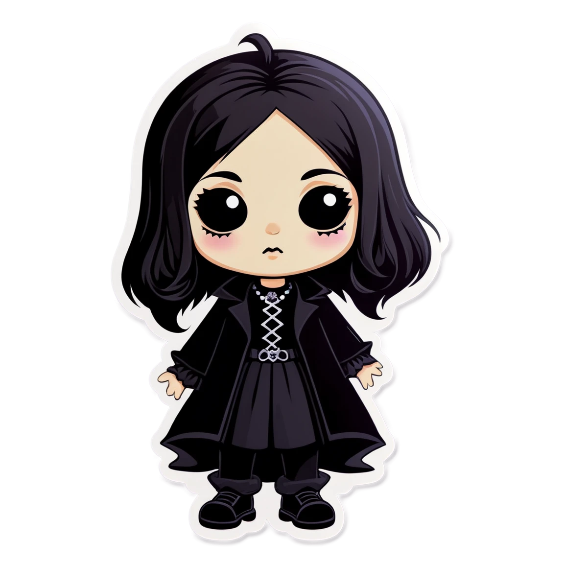 Goth sticker with black clothes