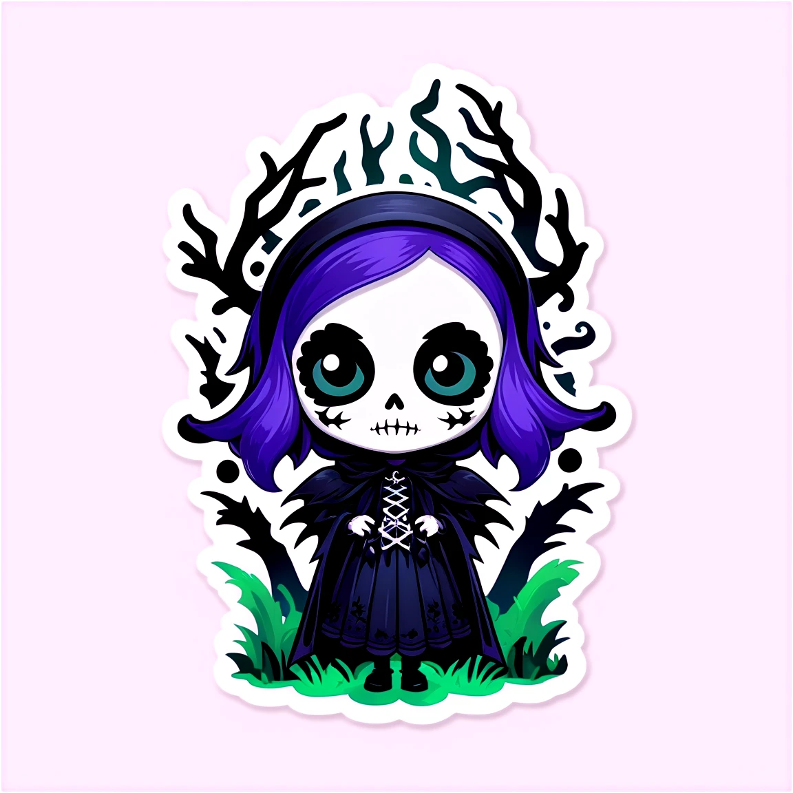 Goth sticker in a dark forest