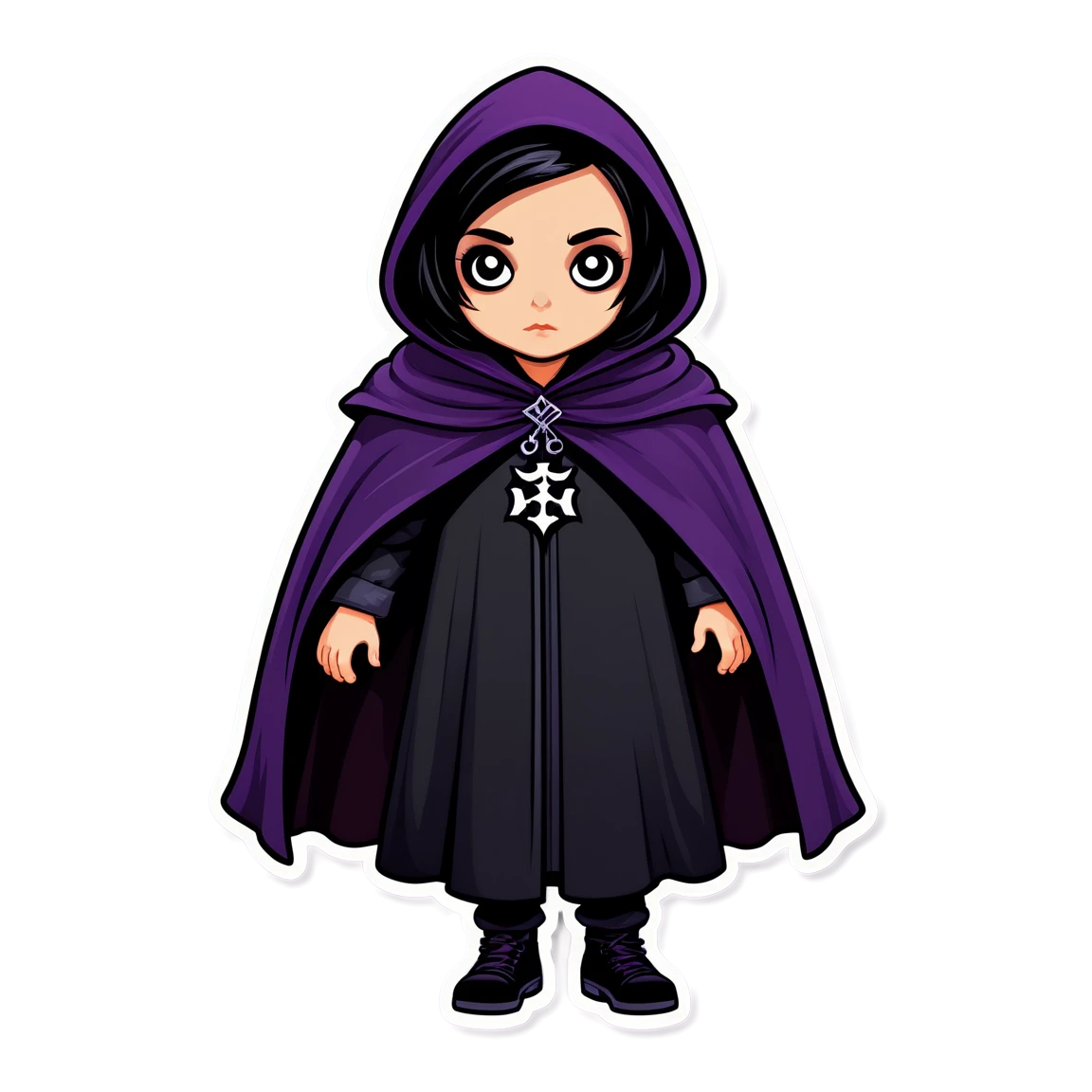 Goth sticker wearing a cloak