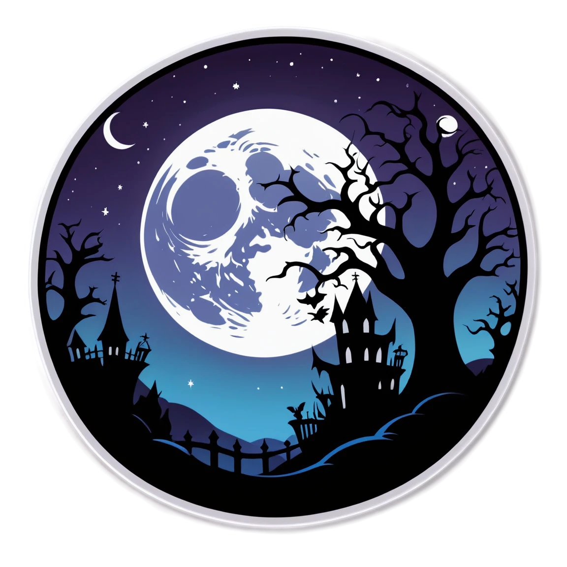 Goth sticker in a moonlit scene