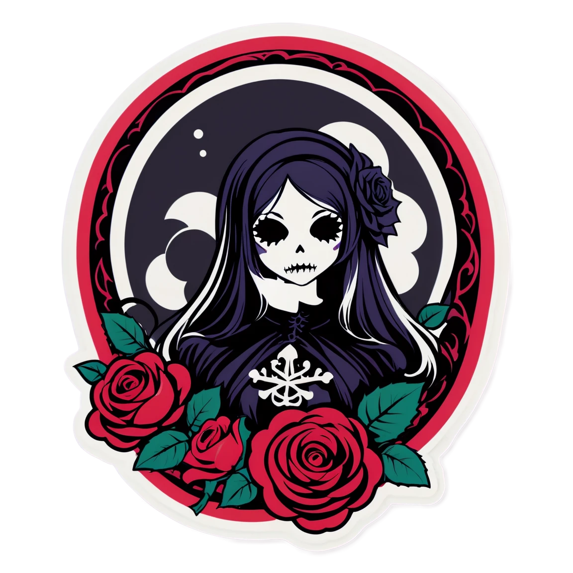 Goth sticker with roses