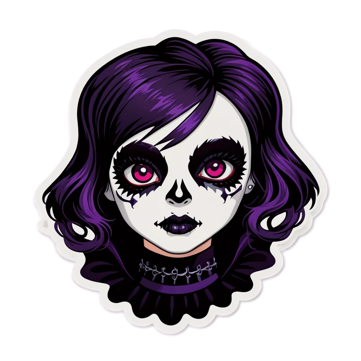 Goth sticker with dark makeup