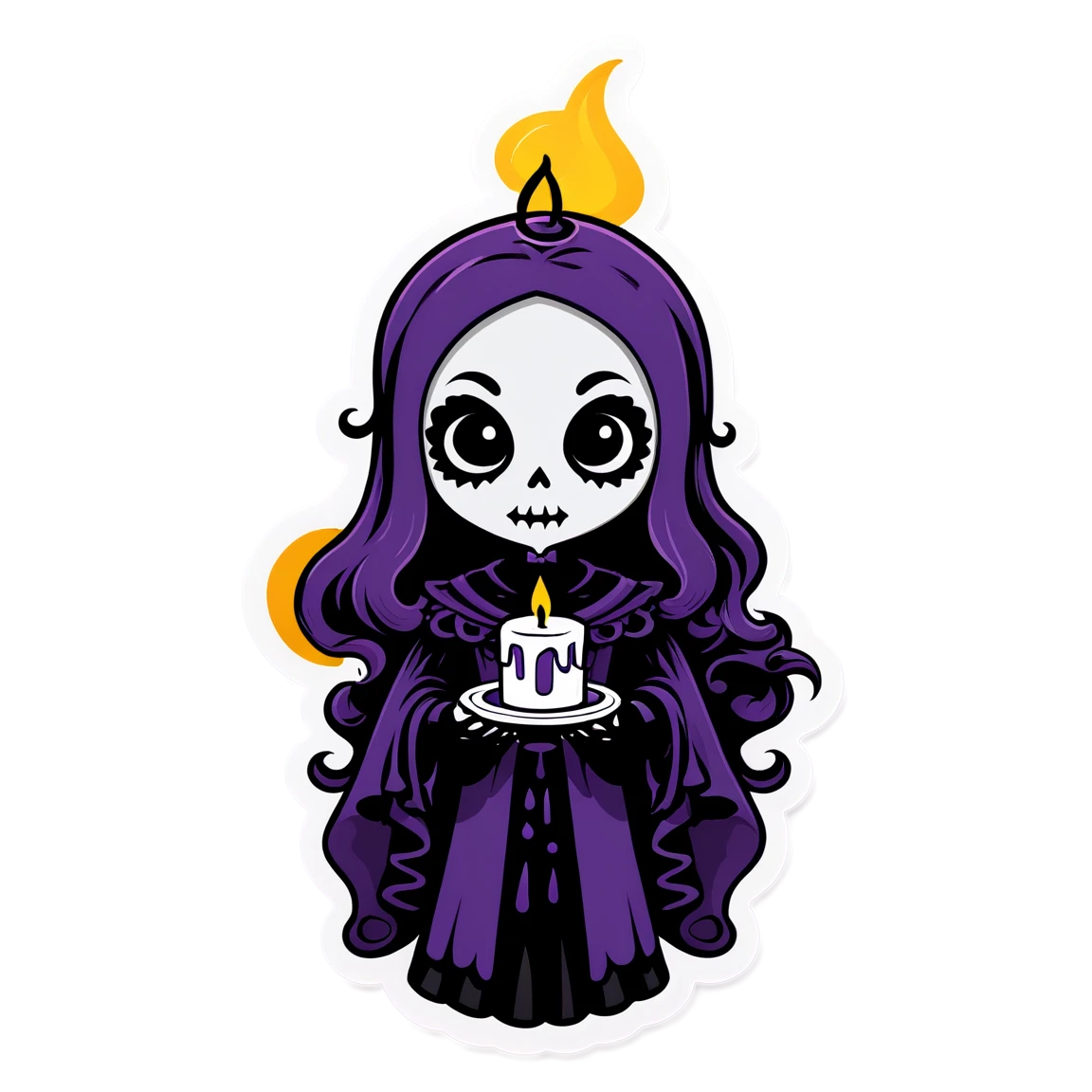 Goth sticker holding a candle